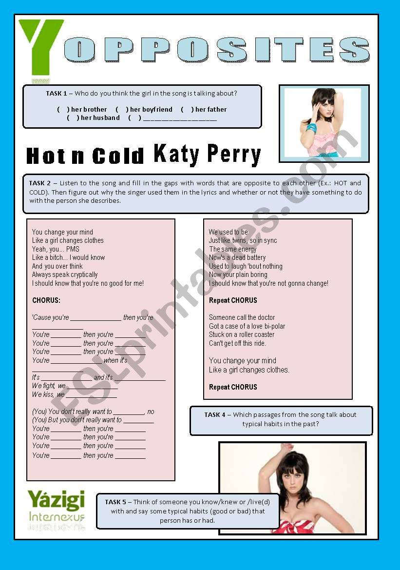 Song Activity - Hot N Cold - Katy Perry [Opposites]